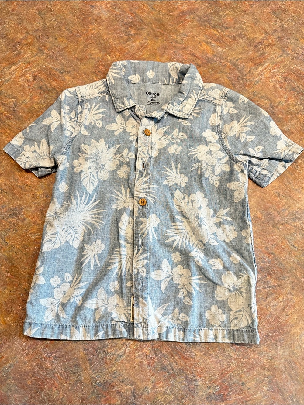 🤑EU OshKosh B'gosh Light Blue Floral Button-Front Kids Shirt🤑